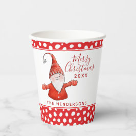 Niedlich Gnome Polka Dots White Red Frohe Weihnach Pappbecher