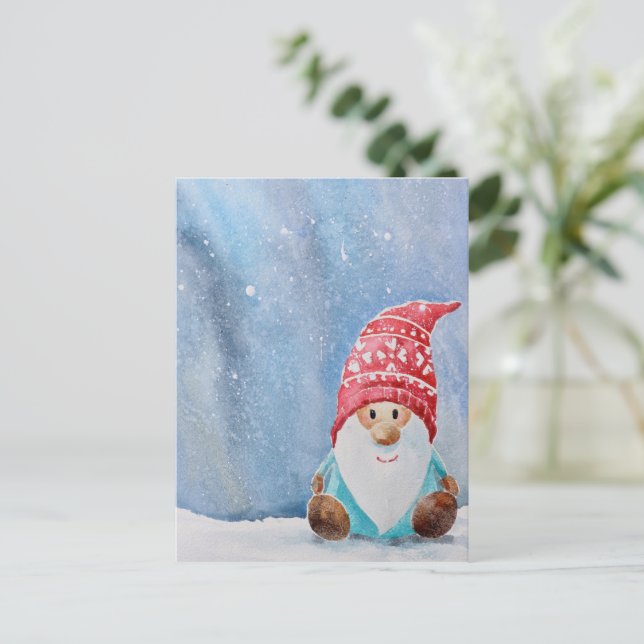 Niedlich Gnome Weihnachtspostkarte | Whimsischer U Postkarte (Stehend Vorderseite)