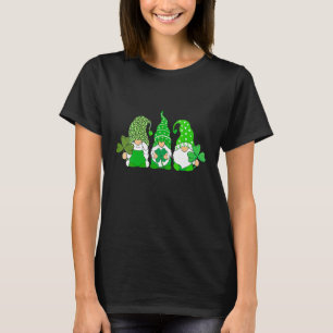 Niedlich Gnomes Holding Kleeblatt Leopard Kariert T-Shirt