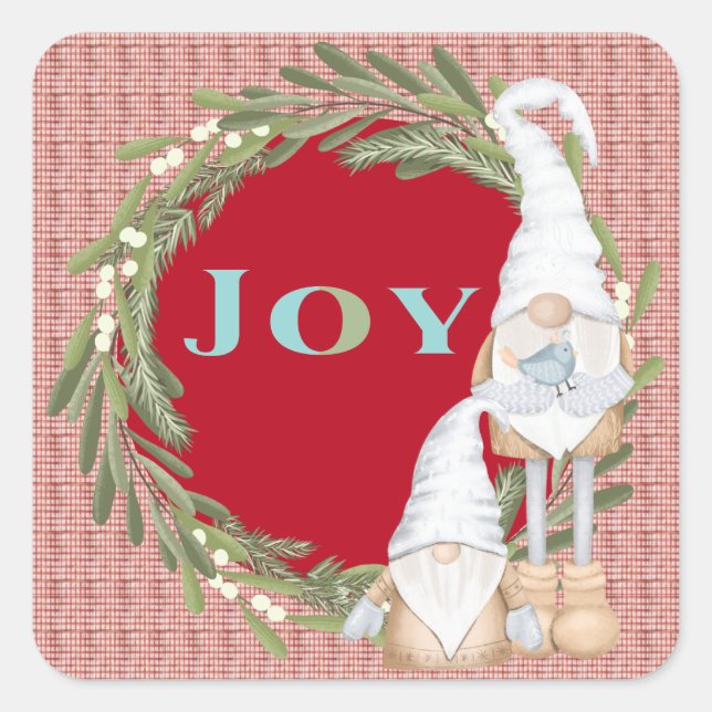 Niedlich Gnomes Joy Umschlag Aufkleber Weihnachten (Vorderseite)