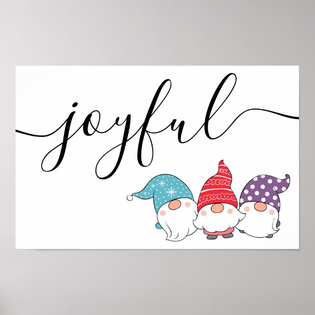 Niedlich Gnomes Joyful Script Weihnachtsgebäck Poster (Vorne)