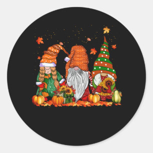 Niedlich Gnomes Pumpkin Fall Saison Herbst glückli Runder Aufkleber