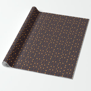 Niedlich Gold Blume Stars Blau Geschenkpapier