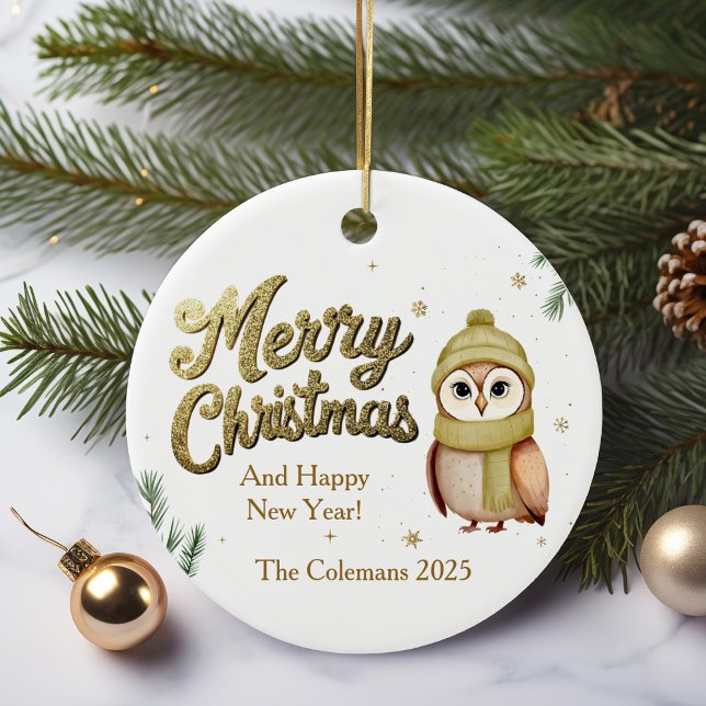 Niedlich Gold Frohe Weihnachtsschale Personalisier Keramik Ornament (Von Creator hochgeladen)