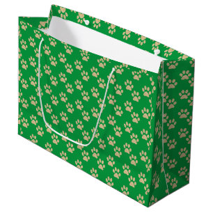 Niedlich Gold Glitzer Paw Prints Pet Lovers Green Große Geschenktüte
