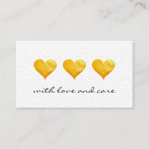 Niedlich Gold Hearts Vielen Dank Visitenkarte