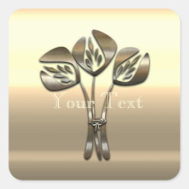 Niedlich Gold Tulips Vielen Dank Gardener Florist  Quadratischer Aufkleber
