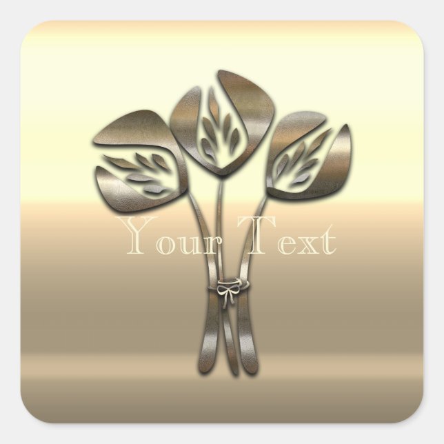 Niedlich Gold Tulips Vielen Dank Gardener Florist  Quadratischer Aufkleber (Vorderseite)