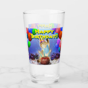 Niedlich Golden Festive Birthday Kitty Glas