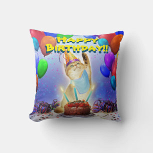 Niedlich Golden Festive Birthday Kitty Kissen