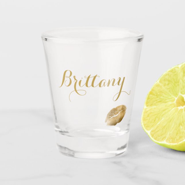 Niedlich Golden Kiss Lip Print Schnapsglas (Vorderseite)