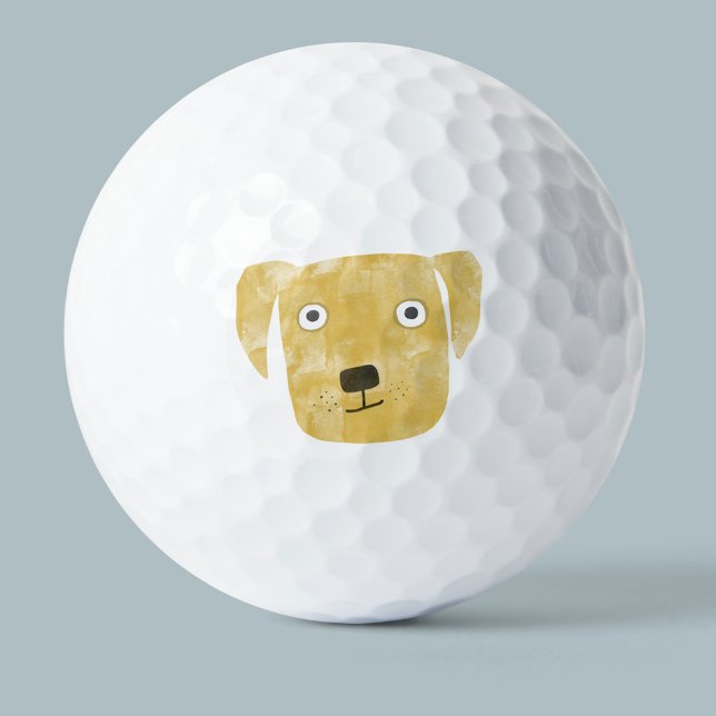 Niedlich Golden Labrador Retriever Dog Wasserfarbe Golfball (Von Creator hochgeladen)
