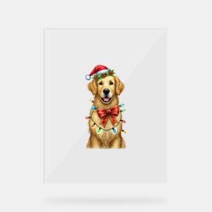 Niedlich Golden Retriever Dog Coquette Bow Weihnac Acrylschild