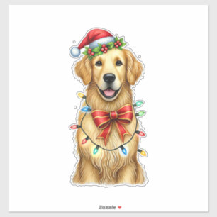 Niedlich Golden Retriever Dog Coquette Bow Weihnac Aufkleber