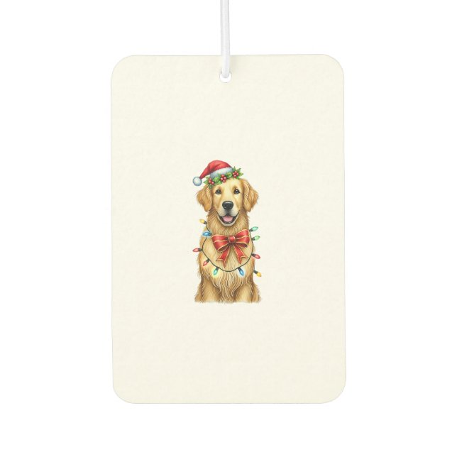 Niedlich Golden Retriever Dog Coquette Bow Weihnac Autolufterfrischer (Vorderseite)