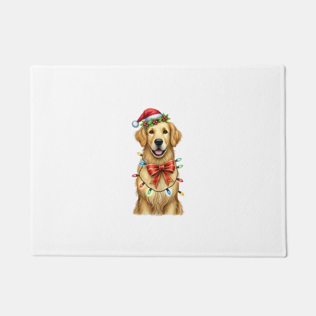 Niedlich Golden Retriever Dog Coquette Bow Weihnac Fußmatte (Vorderseite)