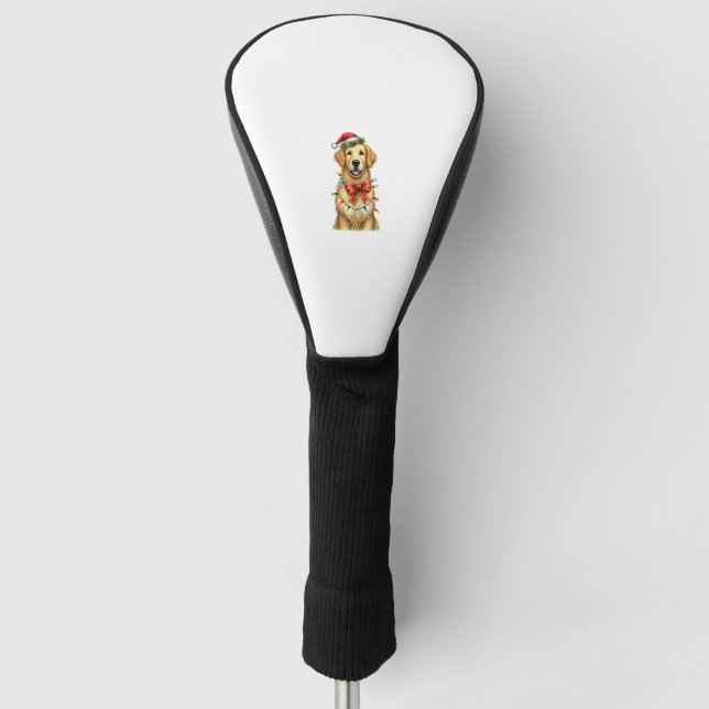Niedlich Golden Retriever Dog Coquette Bow Weihnac Golf Headcover (Vorderseite)