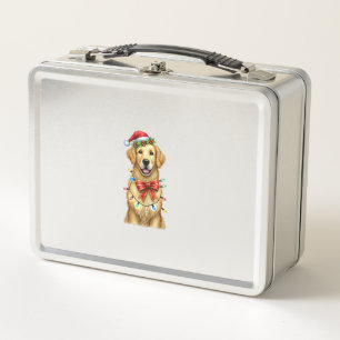 Niedlich Golden Retriever Dog Coquette Bow Weihnac Metall Brotdose