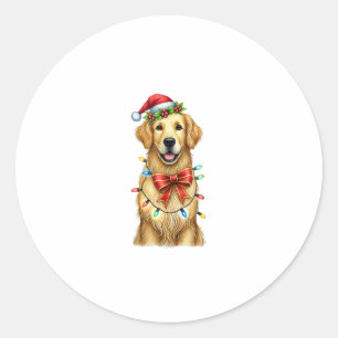 Niedlich Golden Retriever Dog Coquette Bow Weihnac Runder Aufkleber