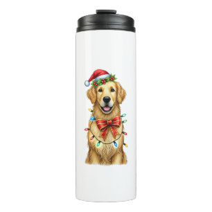 Niedlich Golden Retriever Dog Coquette Bow Weihnac Thermosbecher