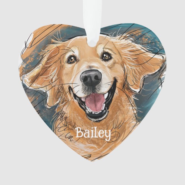 Niedlich Golden Retriever Dog Personalisiert Ornament (Vorderseite)