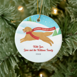 Niedlich Golden Retriever Dog Schnee Weihnachten Keramik Ornament