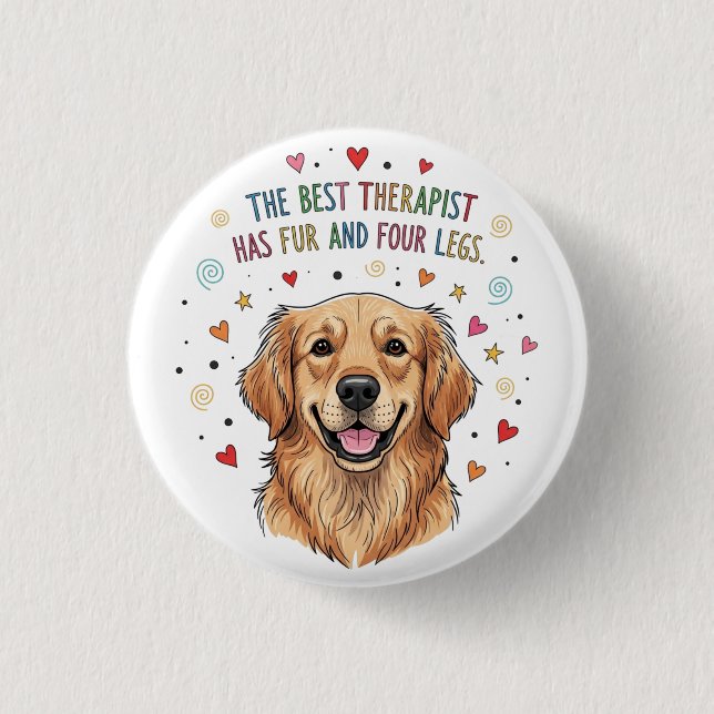 Niedlich Golden Retriever Doodle Button (Vorderseite)