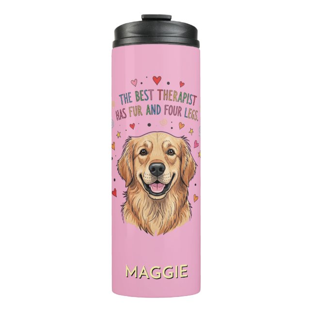 Niedlich Golden Retriever Doodle Thermosbecher (Vorderseite)