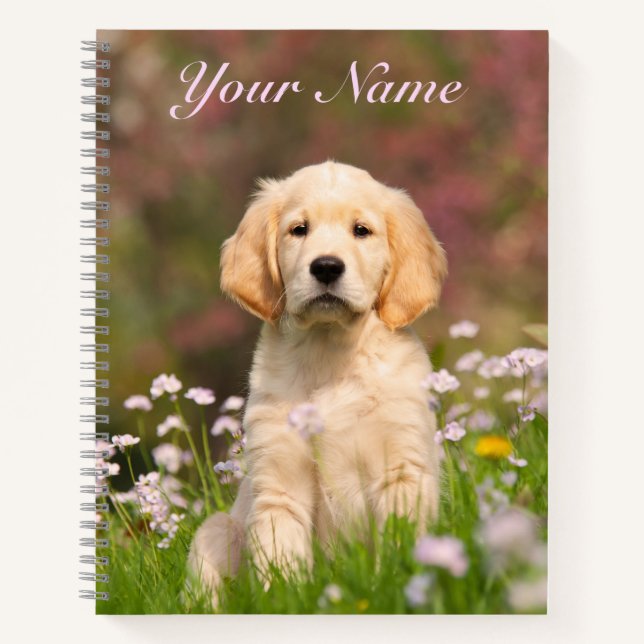 Niedlich Golden Retriever Doppy Face Animal - Name Notizbuch (Vorderseite)