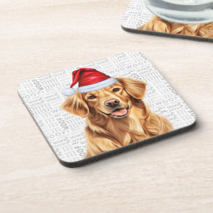 Niedlich Golden Retriever Hund in einer Weihnachts Getränkeuntersetzer
