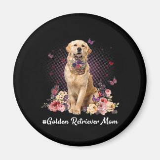 Niedlich Golden Retriever Mama Blume Happy Mother Magnet