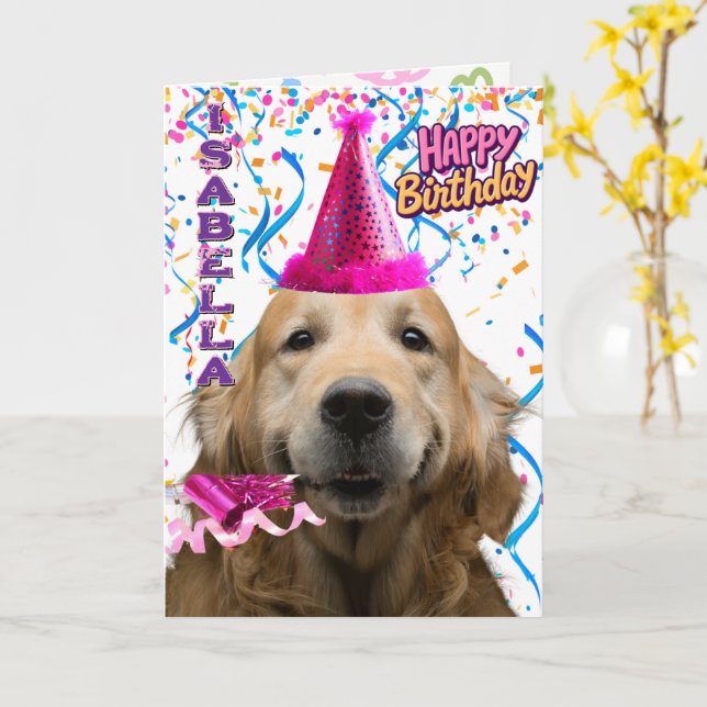 Niedlich Golden Retriever Personalisiert Happy Bir Karte (Gelbe Blume)