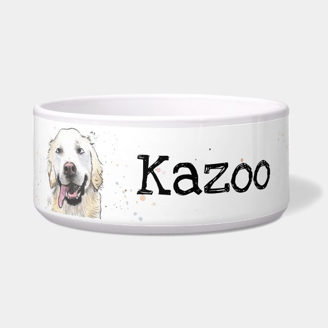 Niedlich Golden Retriever personalisiert Hundekuge Napf (Vorderseite)