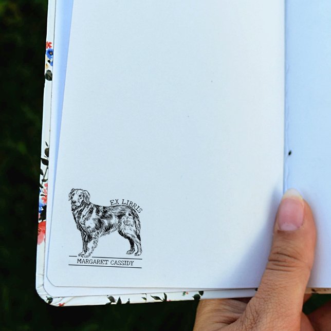 Niedlich Golden Retriever Vintag Ex Libris Dog Gummistempel (Von Creator hochgeladen)