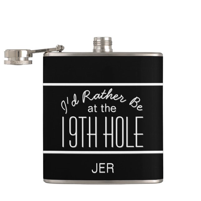 Niedlich Golfer 19. Loch Mit Monogramm Initialen S Flachmann (Geöffnet)