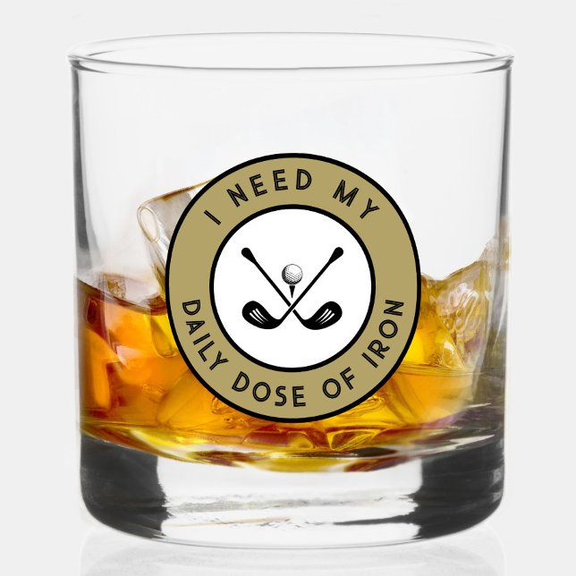 Niedlich Golfer Spaß Golf Iron Sports Pro Black Go Whiskyglas (Cute Golfer Humor Golf Iron Sports Pro Black Gold Whiskey Glass)