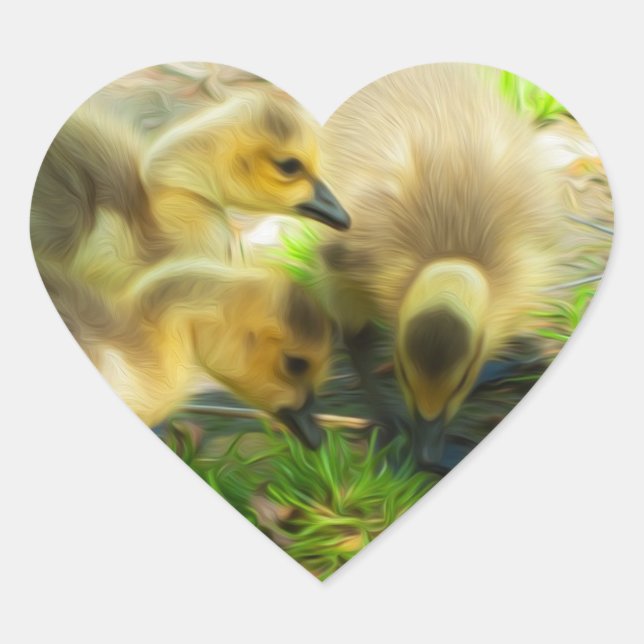 Niedlich Gosling Herz-Aufkleber (Vorderseite)