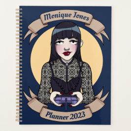 Niedlich Goth Gamer Girl Cartoon Zeichne Jahr Planer