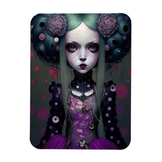 Niedlich Goth Girl Lila Black Fantasy Art Magnet (Vertikal)