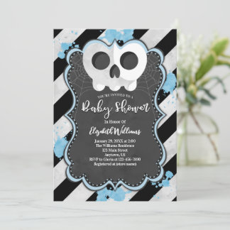 Niedlich Goth Punk Skull Blue Baby Dusche Einladun Einladung