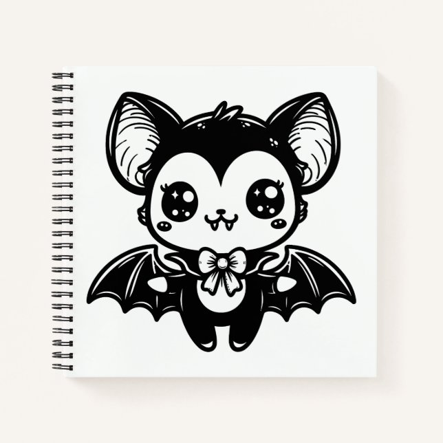Niedlich Goth Vampire Bat Spooky Kawaii Notizbuch (Vorderseite)