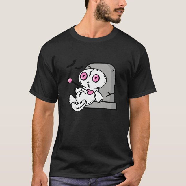 Niedlich Goth Voodoo Puppen Halloween Spooky Pink  T-Shirt (Vorderseite)