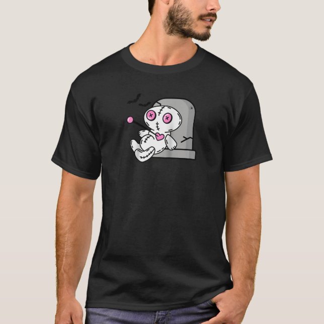 Niedlich Goth Voodoo Puppen Halloween Spooky Pink  T-Shirt (Vorderseite)