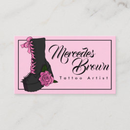 Niedlich Gothic Boot Pink Rose Tattoo Artist Visitenkarte