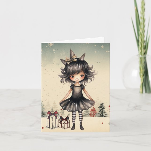 Niedlich Gothic Fairy Weihnachten Karte (Vorderseite)