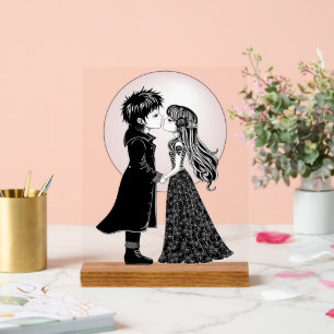 Niedlich gotische Emo Kids Kiss Valentinstag Acrylschild