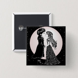 Niedlich gotische Emo Kids Kiss Valentinstag Button
