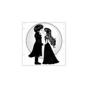 Niedlich gotische Emo Kids Kiss Valentinstag Gummistempel