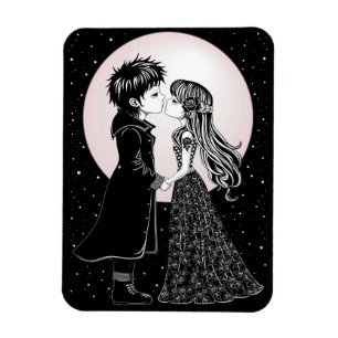 Niedlich gotische Emo Kids Kiss Valentinstag Magnet