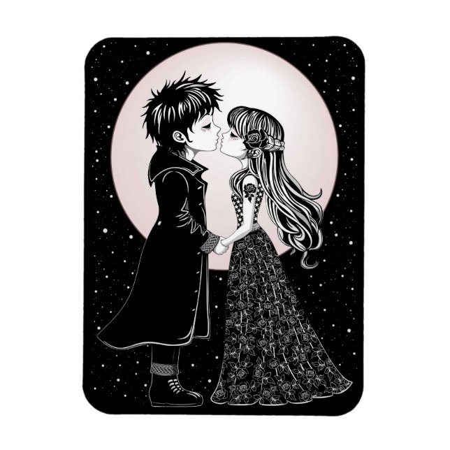Niedlich gotische Emo Kids Kiss Valentinstag Magnet (Vertikal)